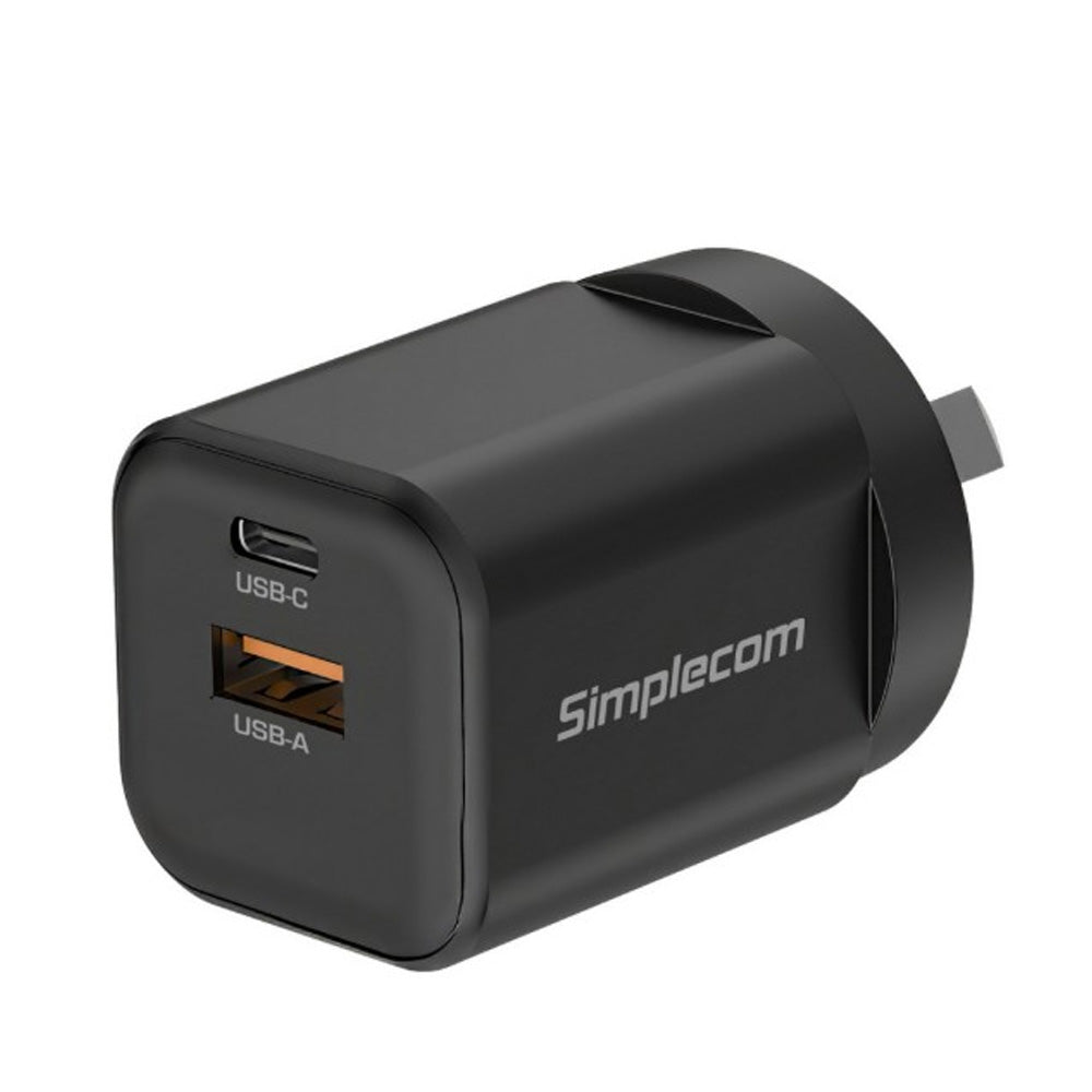Simplecom CU235 Dual Port PD 35W Fast Wall Charger USB-C and USB-A for Phone Tablet QC3.0 Compact