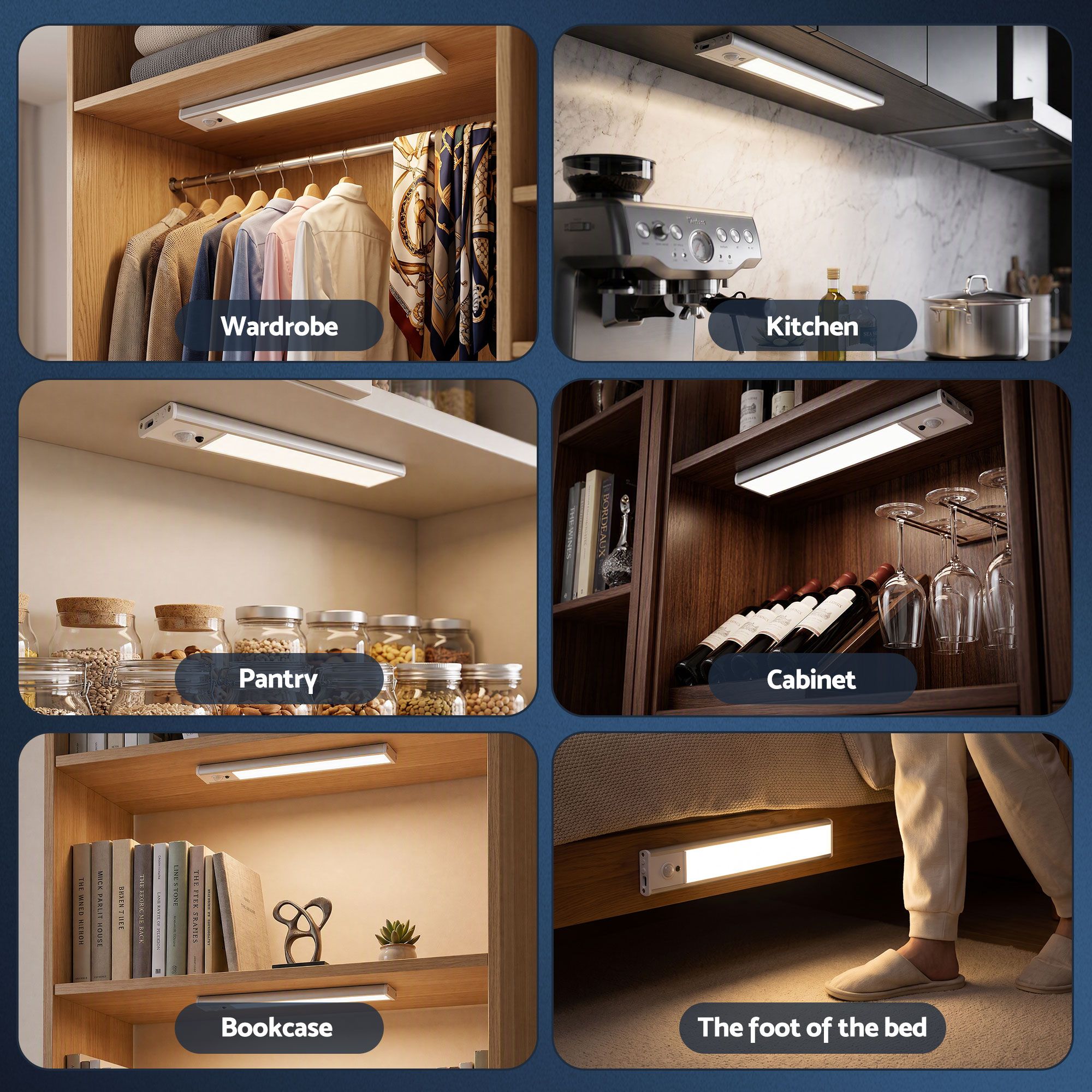 Artiss 4-Pack 25cm Motion Sensor Under Cabinet Lights with 5 Colours Dimmable