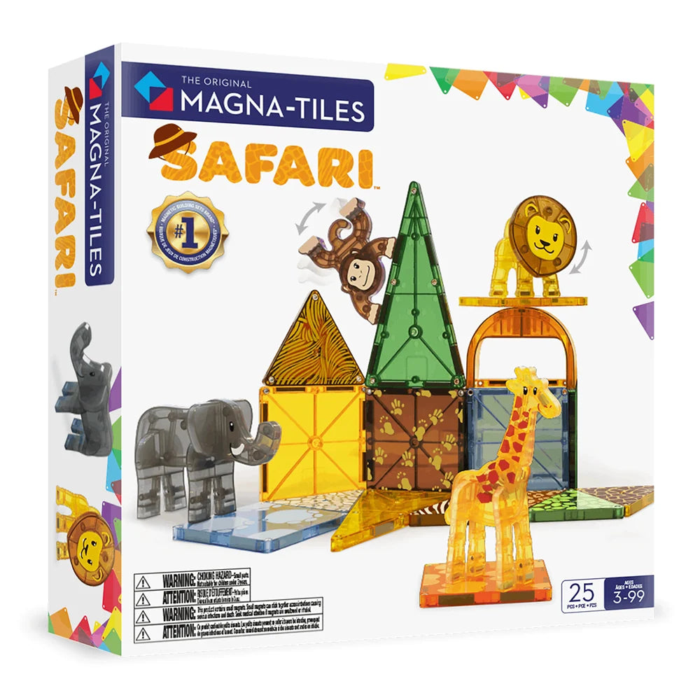 MAGNA-TILES Safari Animals 25 Piece Magnetic Building Set for Kids Ages 3+