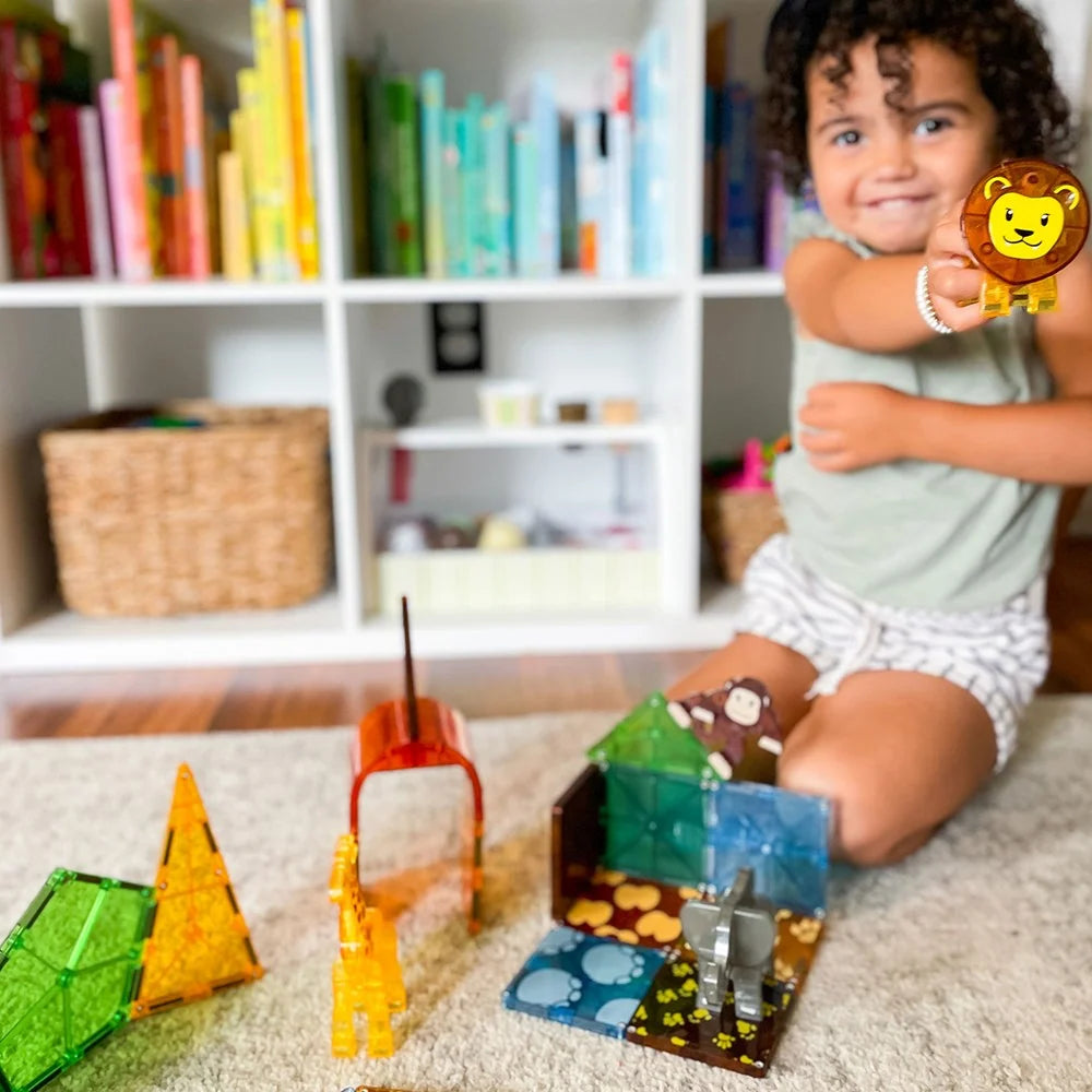 MAGNA-TILES Safari Animals 25 Piece Magnetic Building Set for Kids Ages 3+