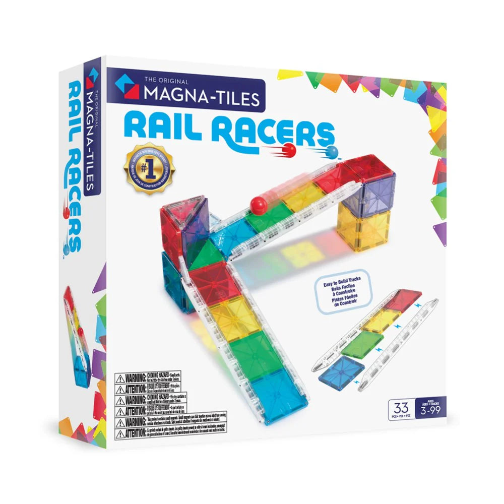 MAGNA-TILES Rail Racers 33 Piece Magnetic Construction Set for Kids