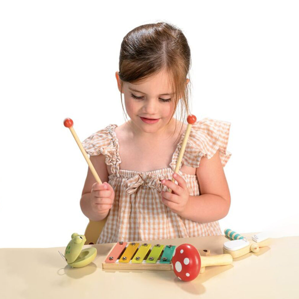 Mentari Woodland Music Set Bear Xylophone Maraca Castanets Clacker 3+ Years