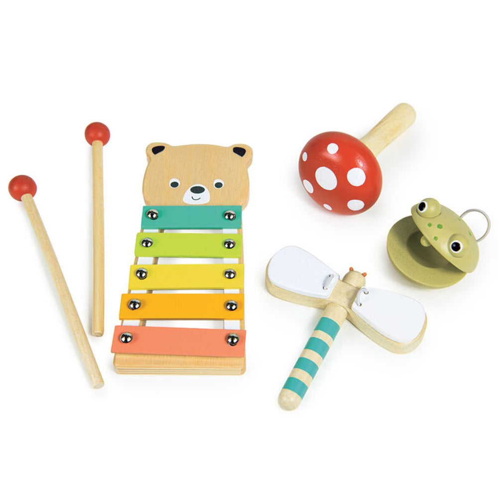 Mentari Woodland Music Set Bear Xylophone Maraca Castanets Clacker 3+ Years