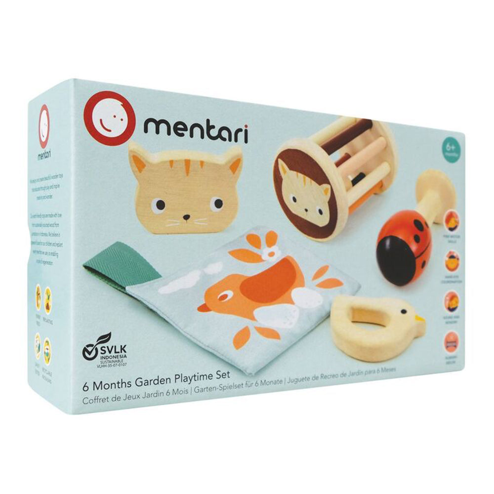 Mentari Garden Playtime 5 Piece Set Baby Rattle Mirror Teether for 6 Months+