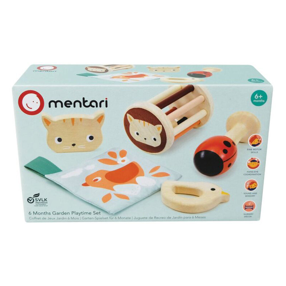 Mentari Garden Playtime 5 Piece Set Baby Rattle Mirror Teether for 6 Months+