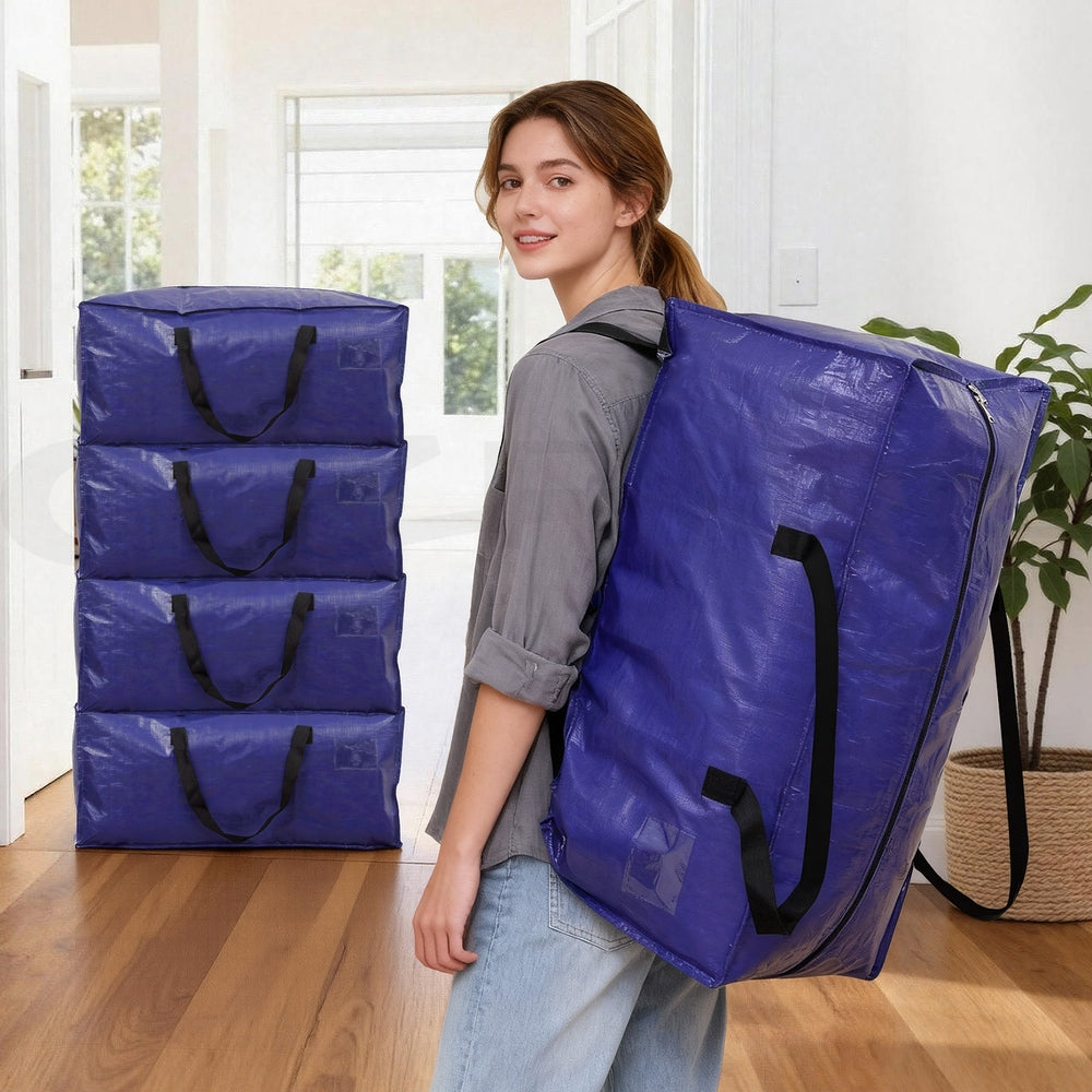 Artiss Moving Bags Waterproof Backpack Straps Large Storage Totes 5 Pack Blue