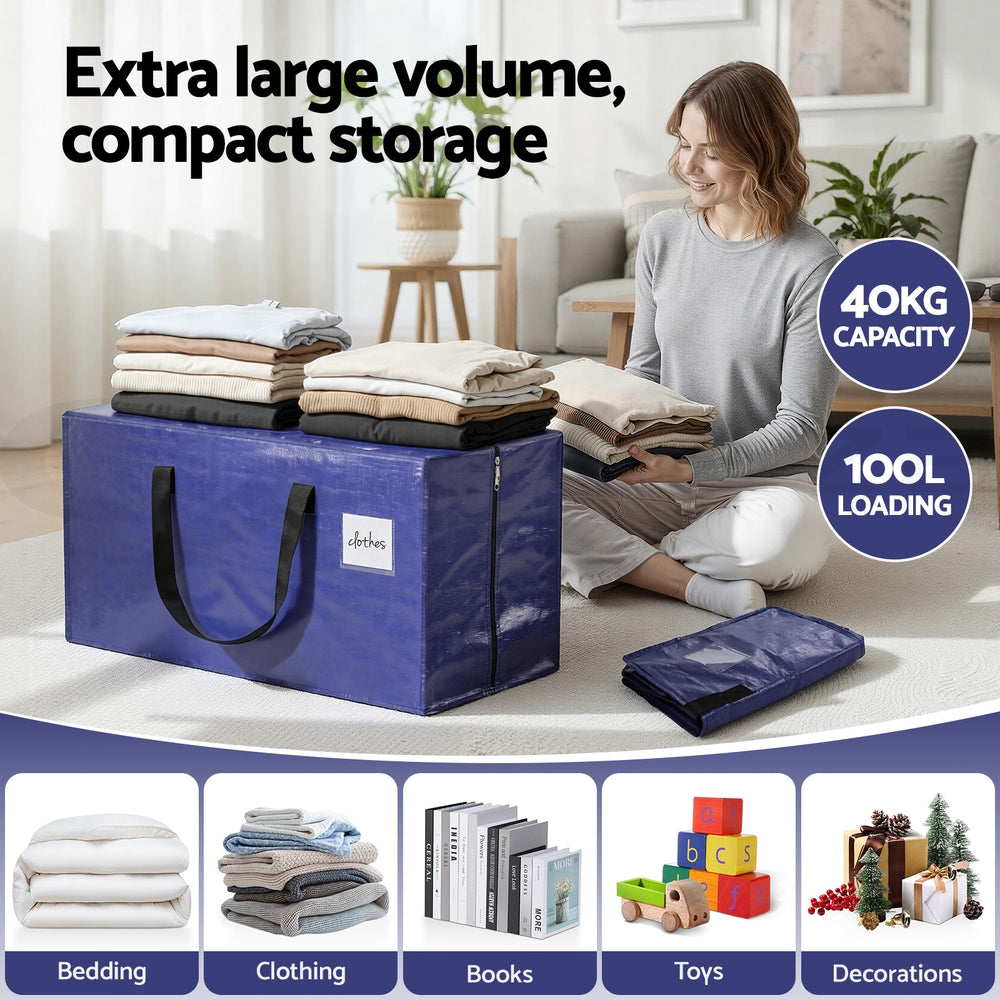 Artiss Moving Bags Waterproof Backpack Straps Large Storage Totes 5 Pack Blue