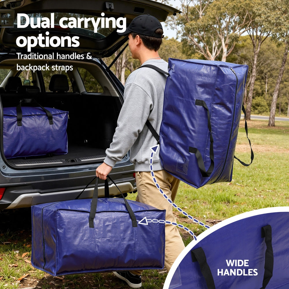 Artiss Moving Bags Waterproof Backpack Straps Large Storage Totes 5 Pack Blue