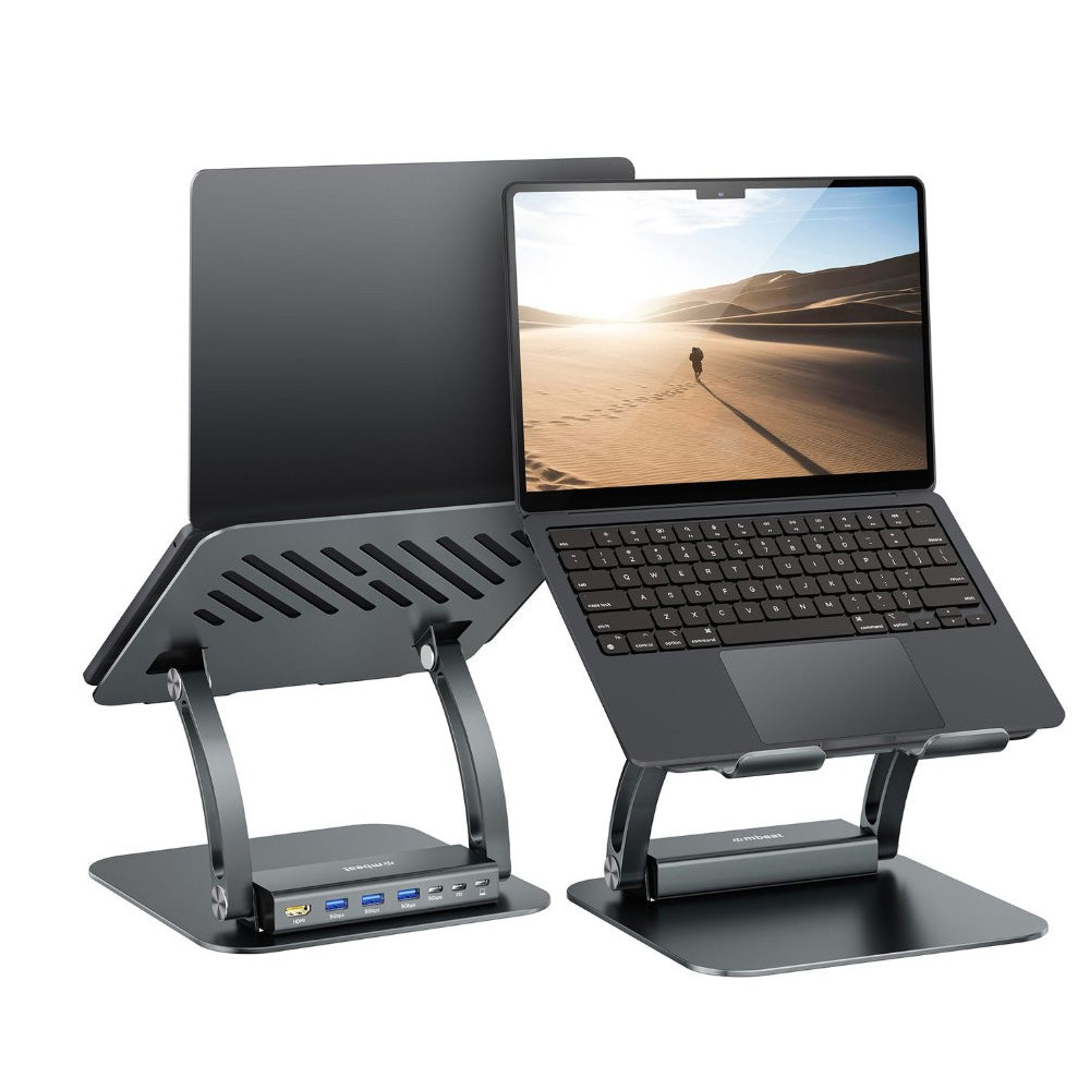 mbeat Stage P6 Laptop Stand with USB-C Dock 4K 60Hz HDMI 100W PD Pass Through 3 USB-A 1 USB-C Detachable Aluminium