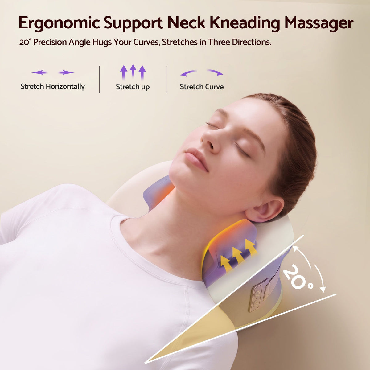 Livemor Neck Shoulder Massage Pillow Heat Cordless 4D Kneading Massager Purple