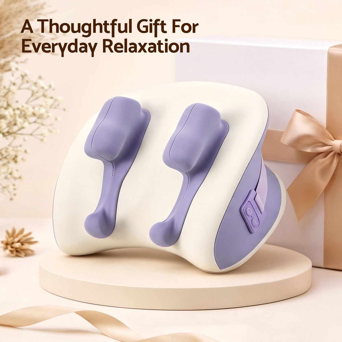 Livemor Neck Shoulder Massage Pillow Heat Cordless 4D Kneading Massager Purple