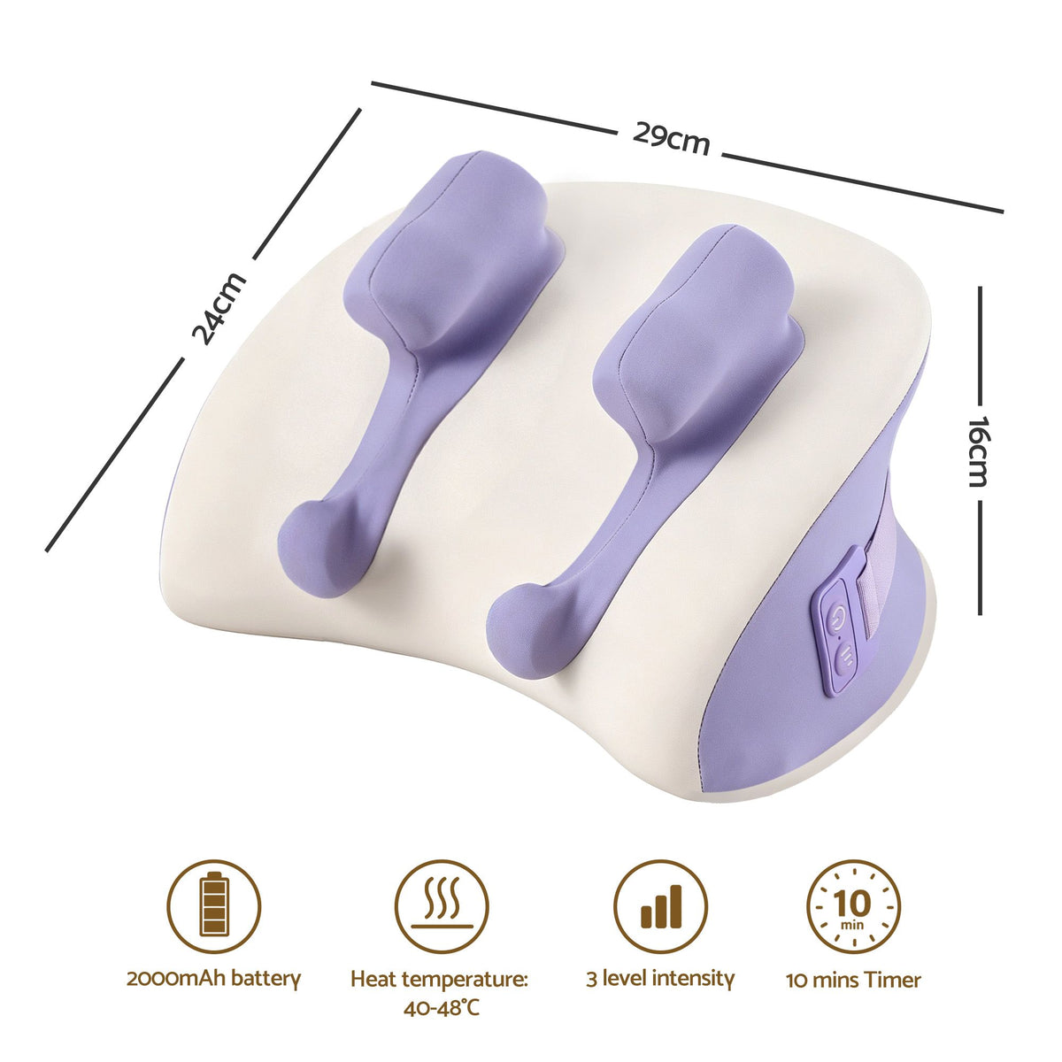 Livemor Neck Shoulder Massage Pillow Heat Cordless 4D Kneading Massager Purple