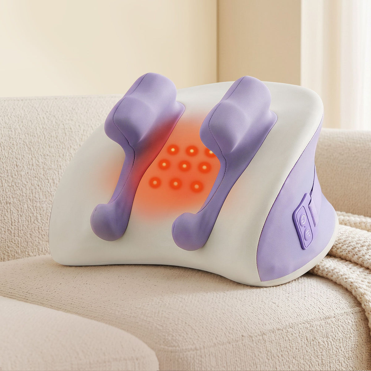 Livemor Neck Shoulder Massage Pillow Heat Cordless 4D Kneading Massager Purple