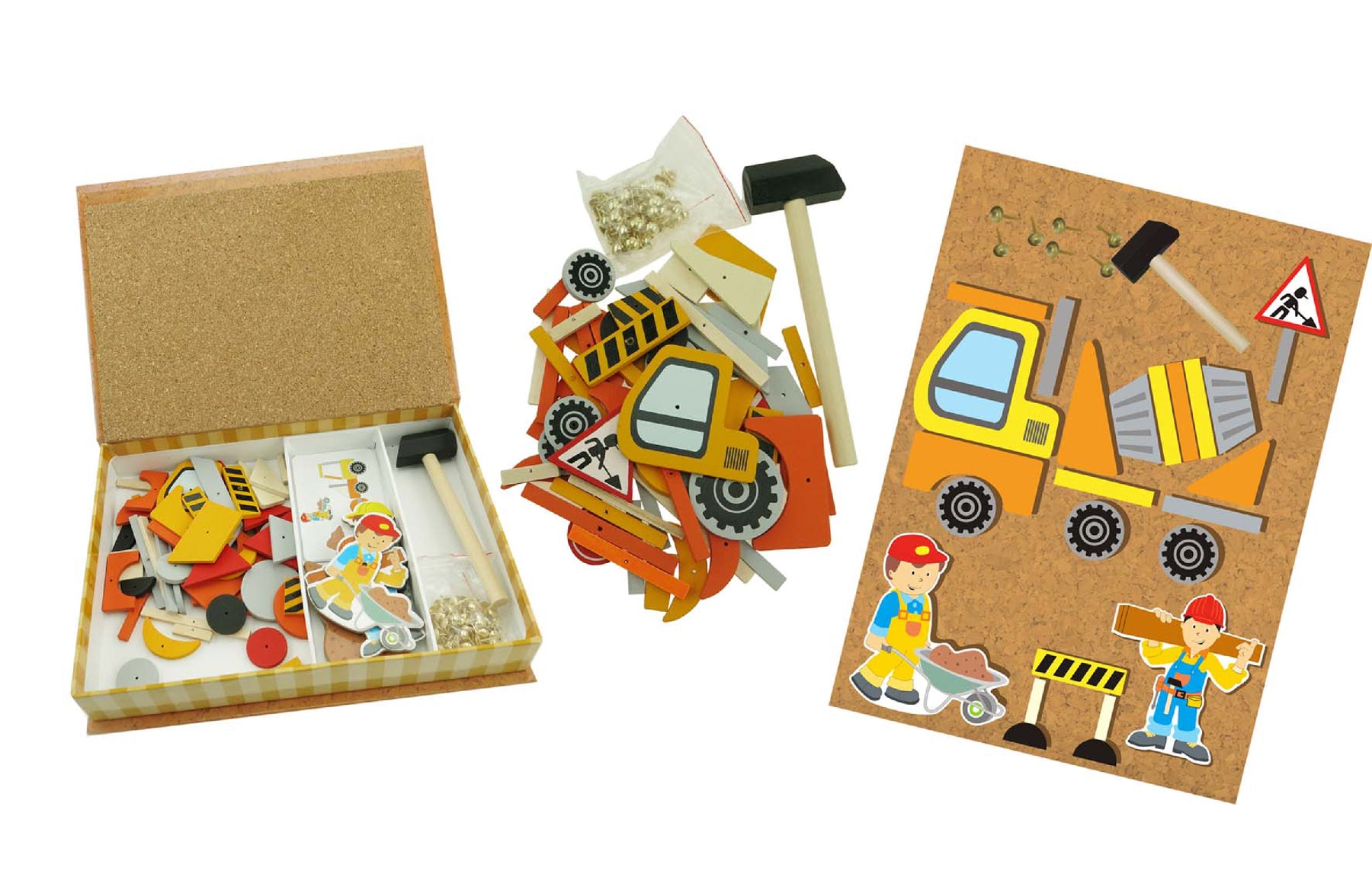 Kaper Kidz Wooden Construction Truck Tap A Shape in Bookcase