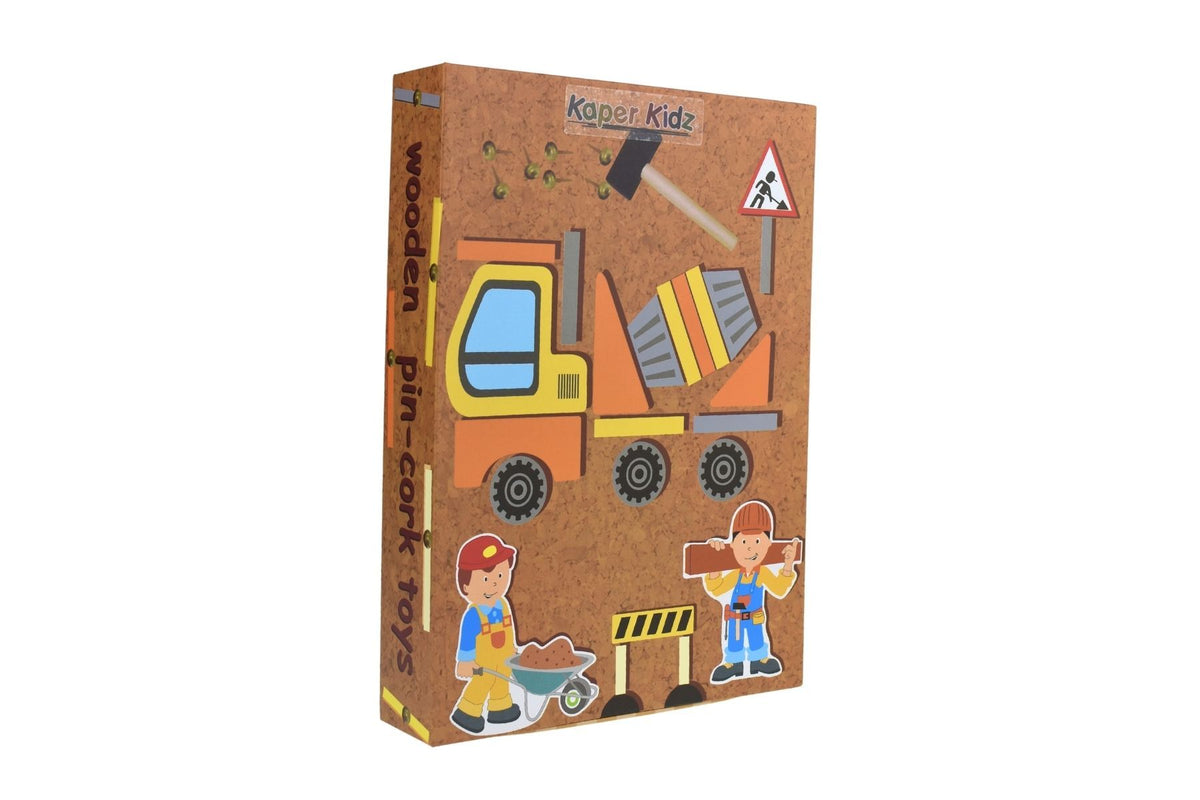 Kaper Kidz Wooden Construction Truck Tap A Shape in Bookcase
