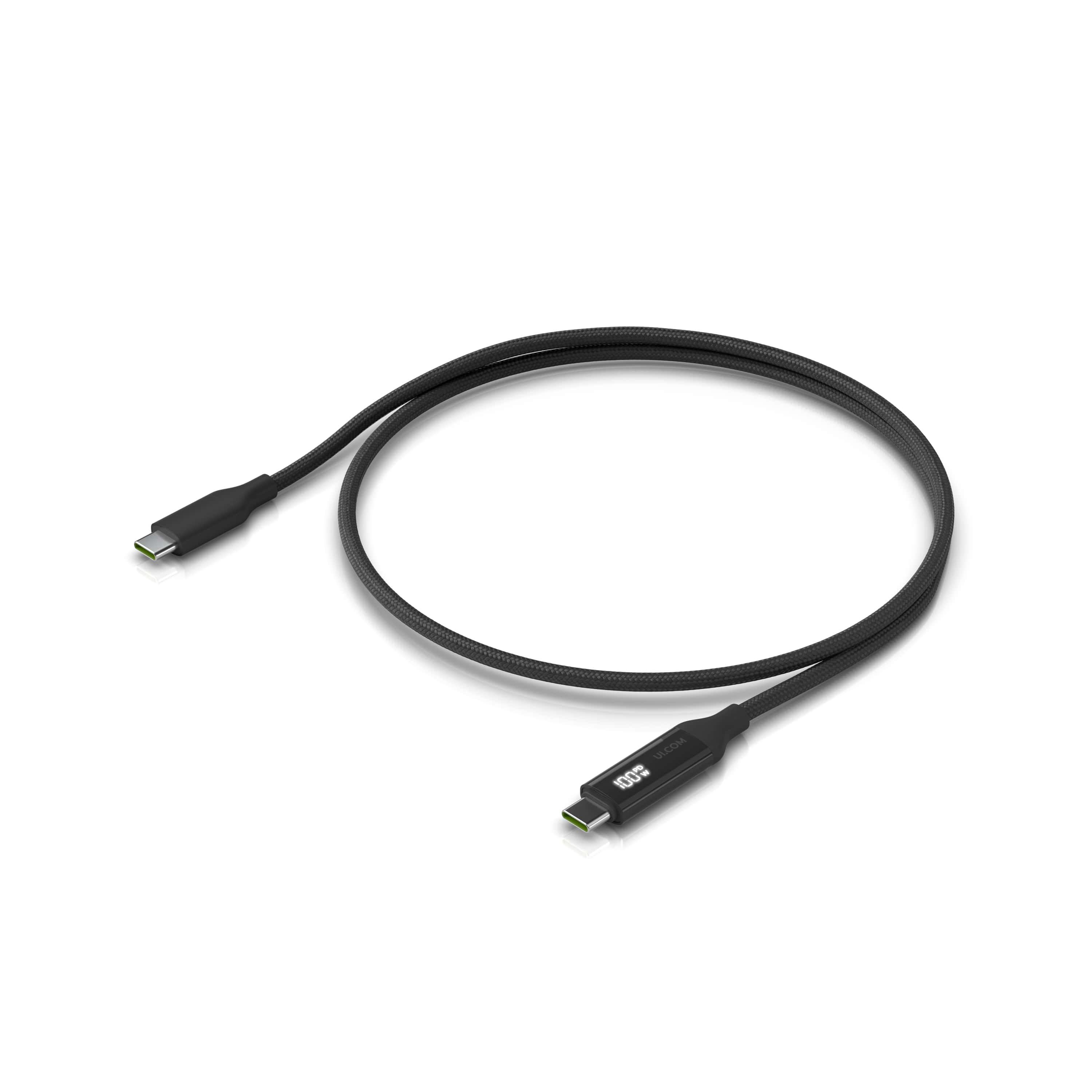 Ubiquiti USB C Braided Cable with Double Sided Charge Display 100W Max Power Output Colour Black