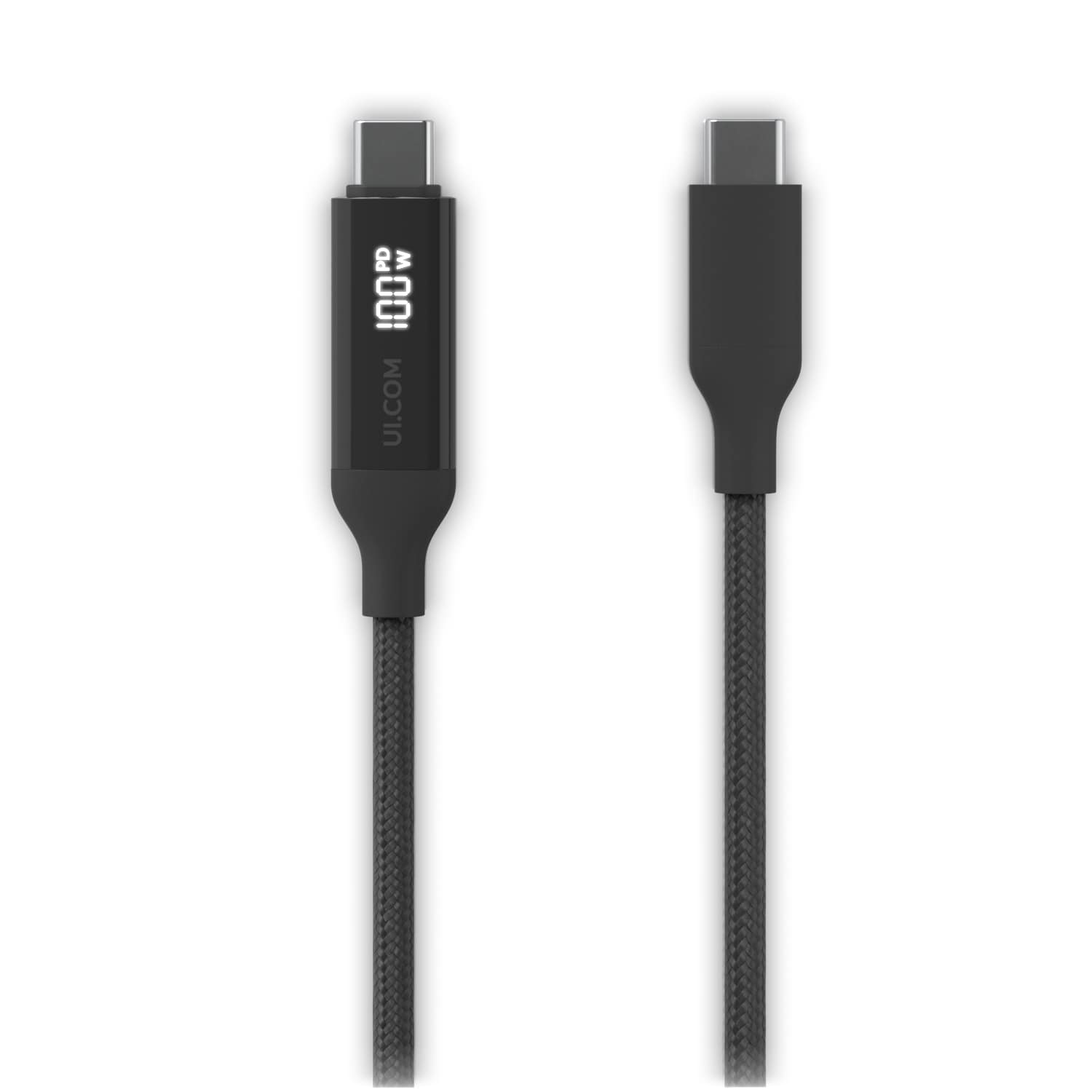 Ubiquiti USB C Braided Cable with Double Sided Charge Display 100W Max Power Output Colour Black