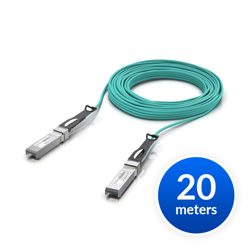 Ubiquiti 25 Gbps Long Range SFP28 Direct Attach Cable 20 Meter Length Supporting 25 10 1 Gbps Data Rates