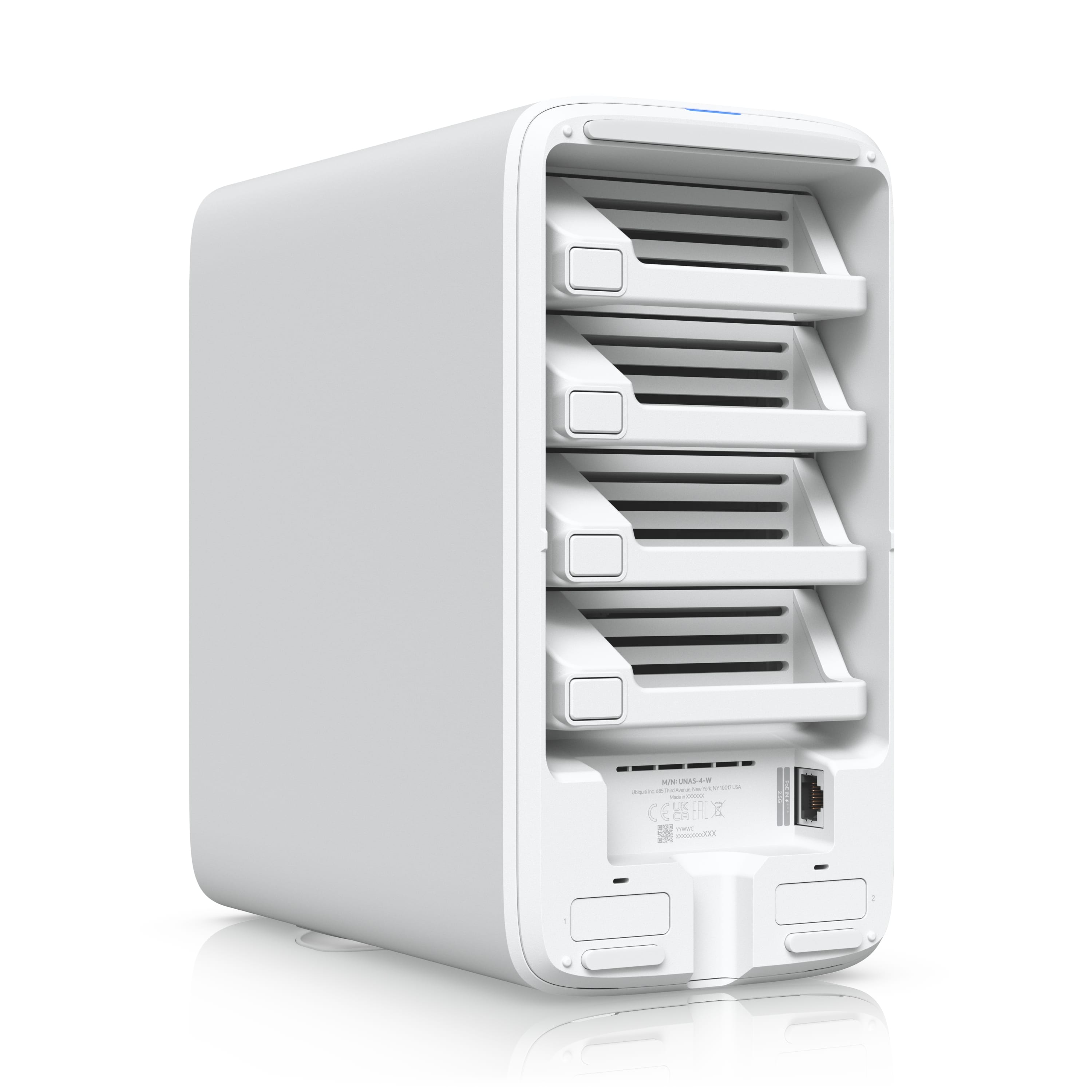 Ubiquiti UNAS 4 White UniFi Network Storage with Quad HDD Bays M.2 NVMe SSD Cache Slots and 2.5 GbE Network