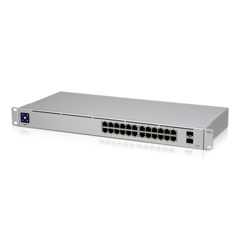 Ubiquiti UniFi 24 Port Managed Gigabit Switch with 2 SFP Fibre Uplink Ports Touch Display and Fanless Design