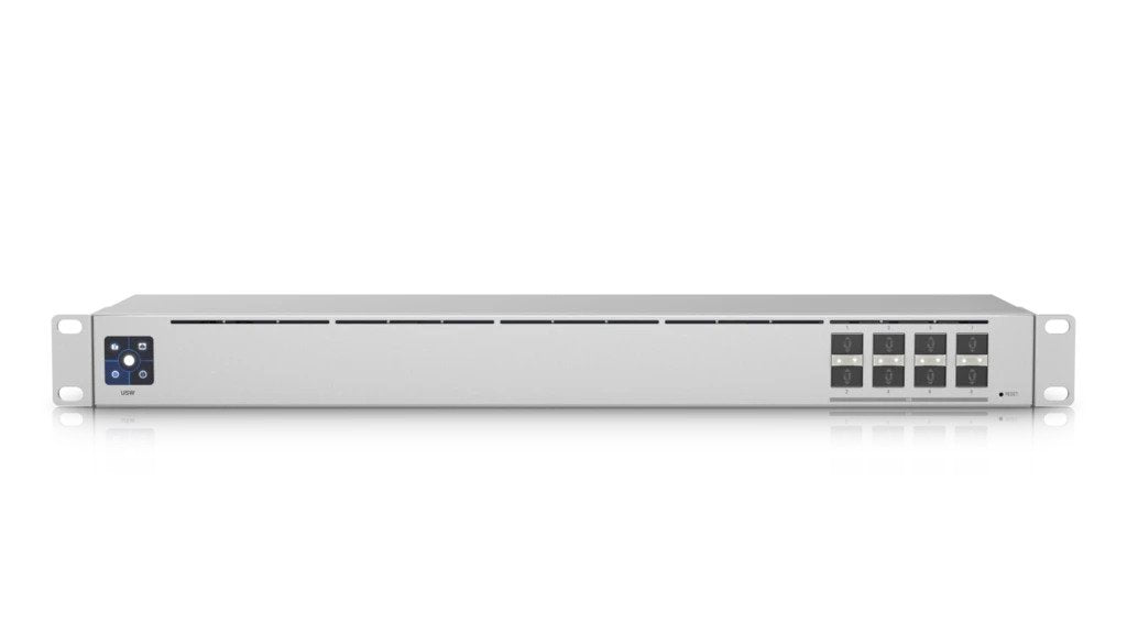 Ubiquiti UniFi USW Aggregation 8 Port 10G SFP+ Layer 2 Switch with Fanless Design and Touchscreen