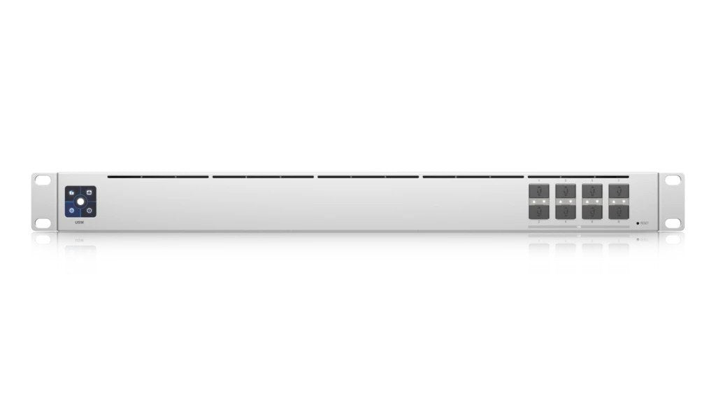 Ubiquiti UniFi USW Aggregation 8 Port 10G SFP+ Layer 2 Switch with Fanless Design and Touchscreen