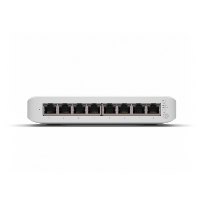 Ubiquiti UniFi Switch USW Lite 8 POE 8 Port Layer 2 Fanless Switch with 4 PoE Output Ports and 52W PoE Supply