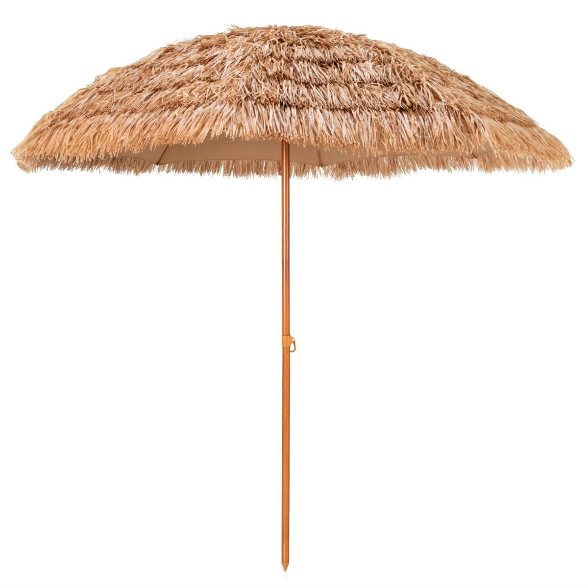 8FT Thatched Tiki Umbrella 8 Rib Straw Top Outdoor Patio Beach Umbrella