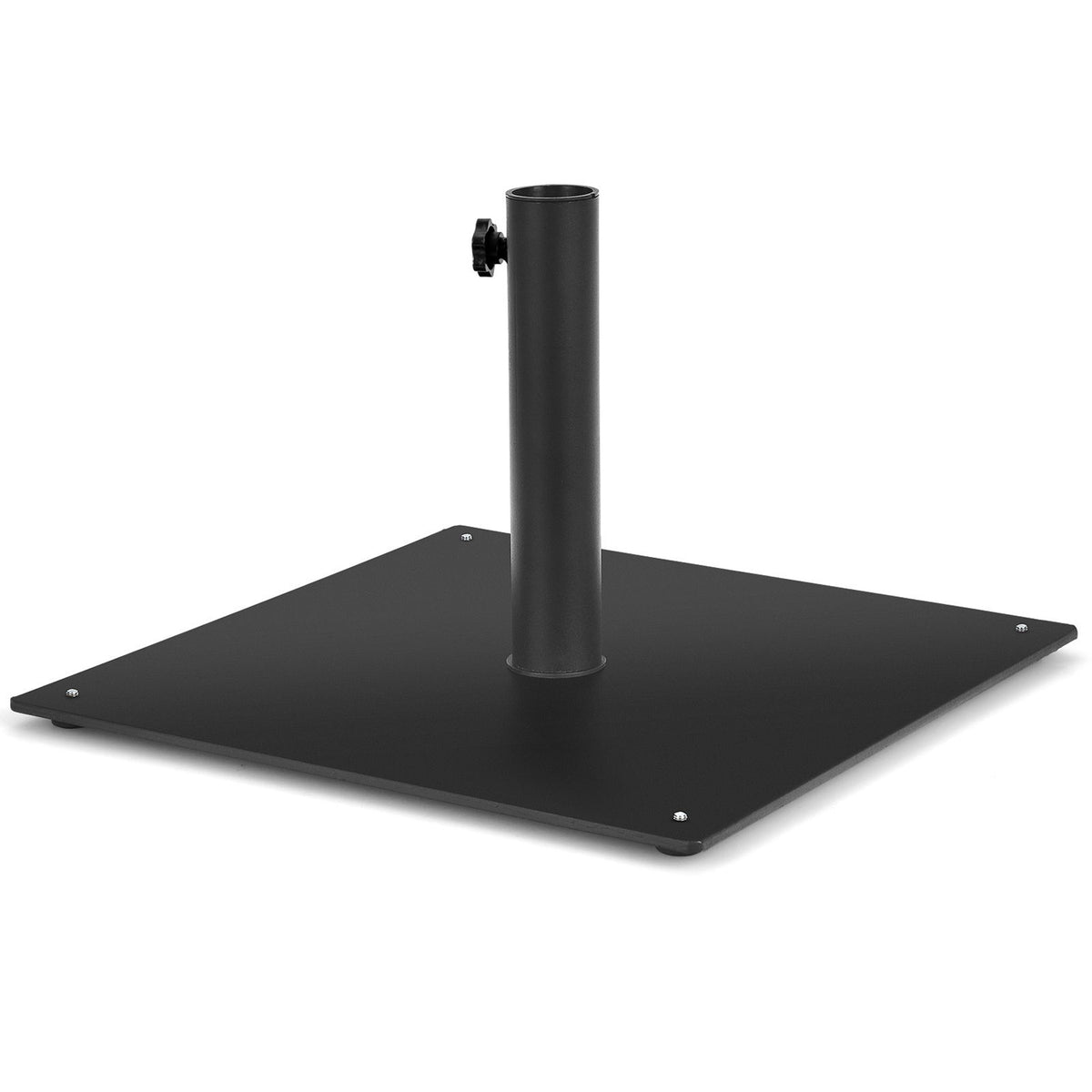 Square Outdoor Umbrella Base Stand Steel with 4 Adjustable Footpads Black