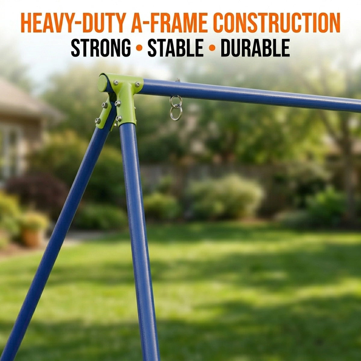 4 in 1 Metal Swing Set Playset with Slide and Basketball Hoop Outdoor