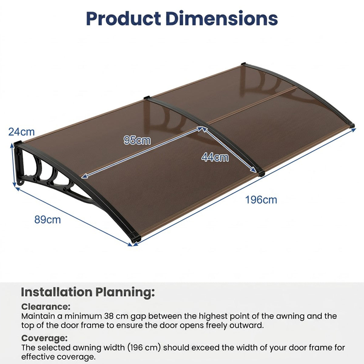 Window Door Awning Canopy Outdoor Patio Front Door Sun Shade Cover