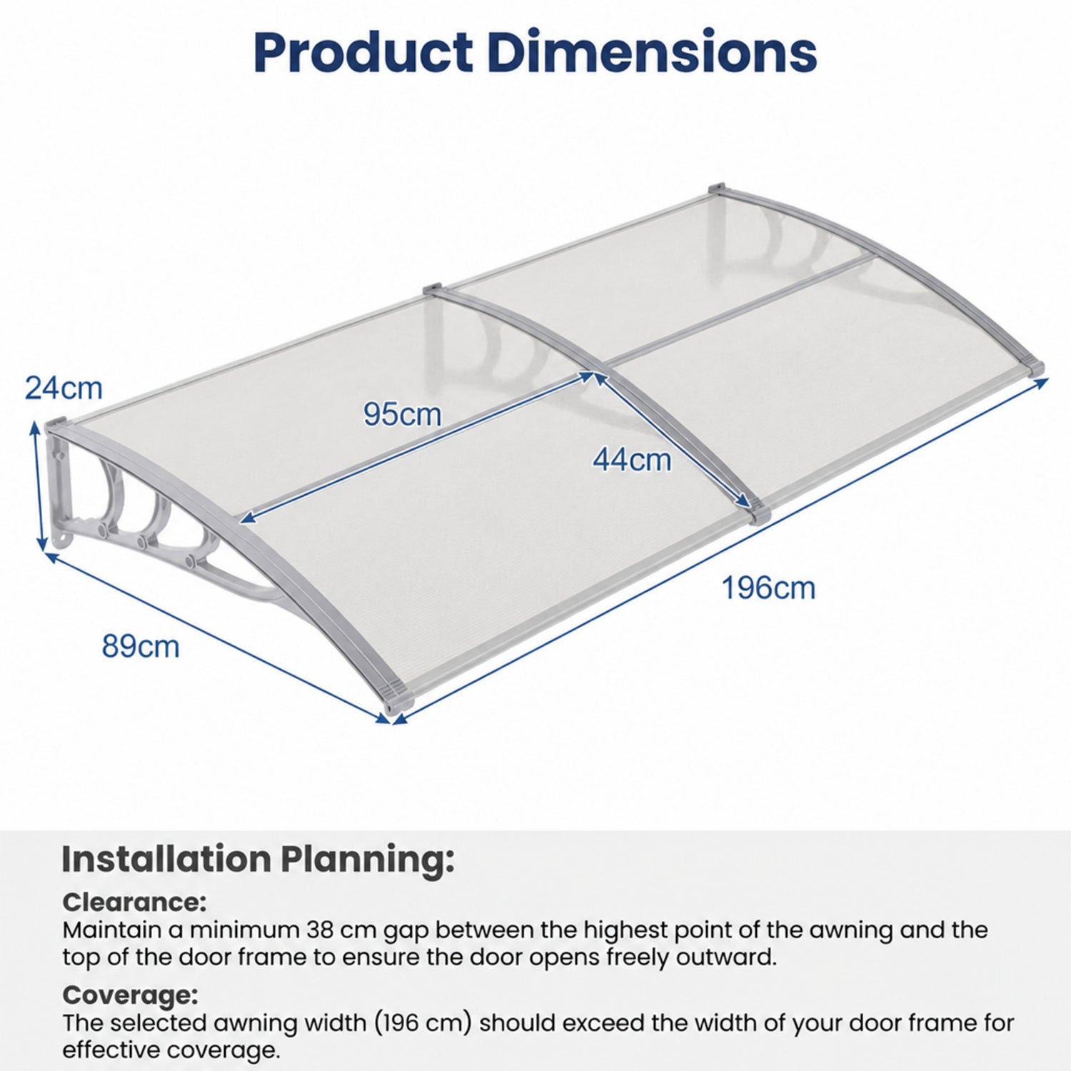 Window Door Awning Canopy Outdoor Patio Front Door Sun Shade Cover