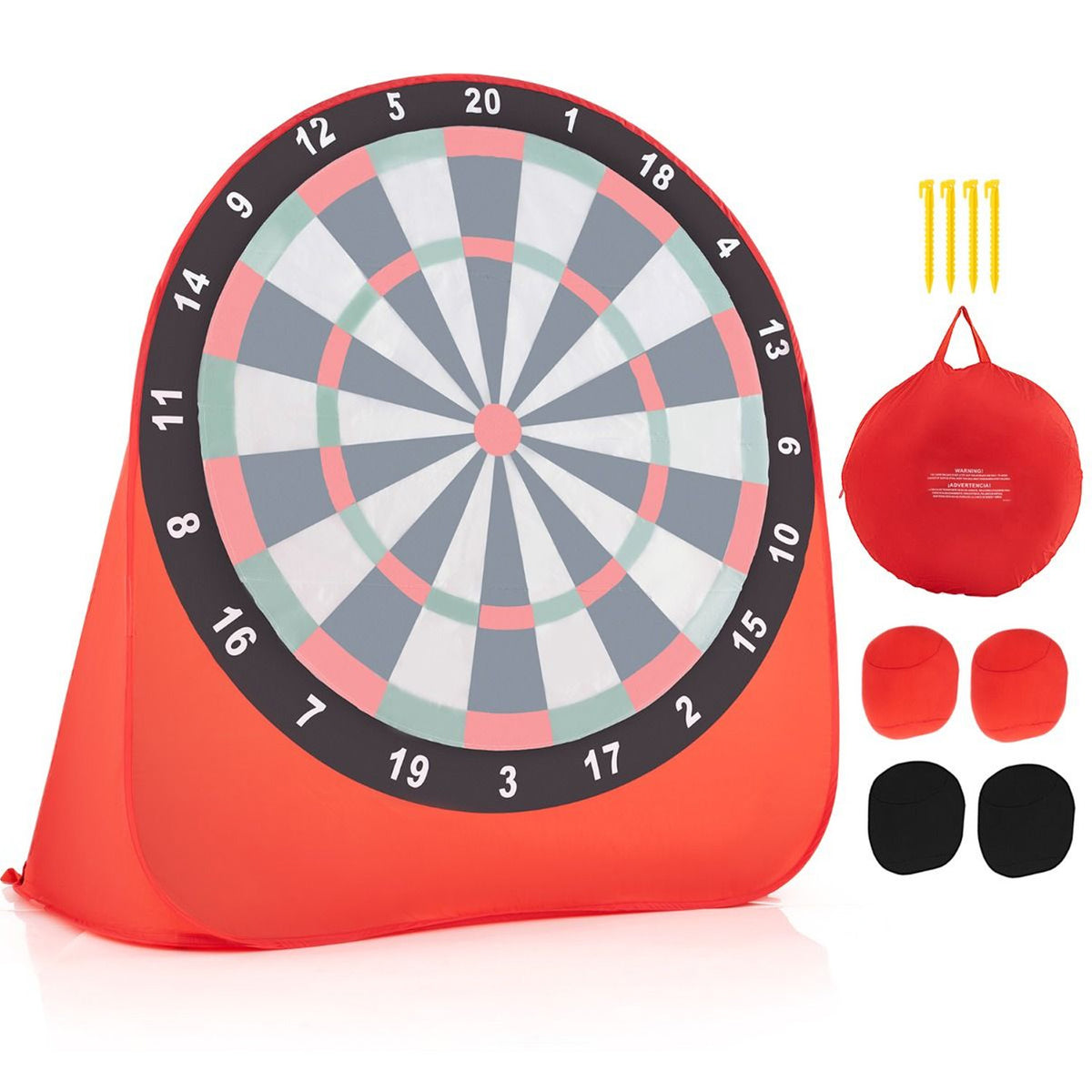 Foldable Portable Large Dart Board for Kids Outdoor Indoor Game Red