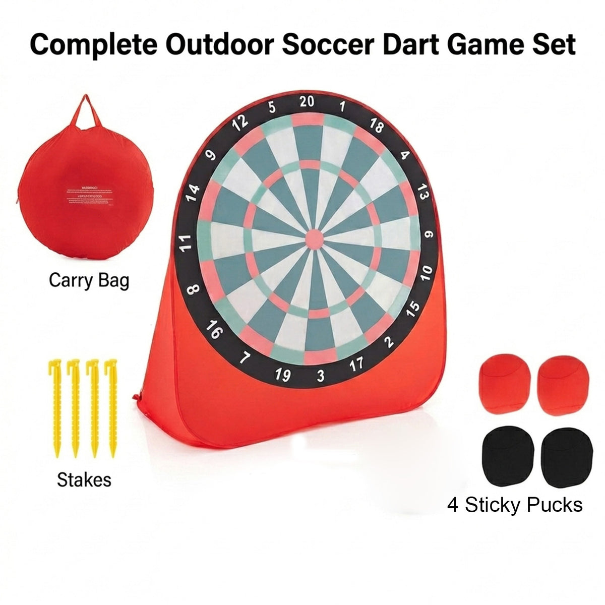 Foldable Portable Large Dart Board for Kids Outdoor Indoor Game Red