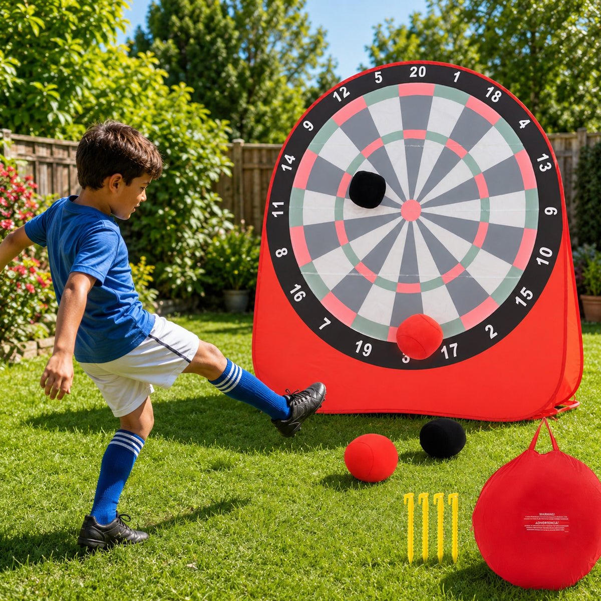 Foldable Portable Large Dart Board for Kids Outdoor Indoor Game Red