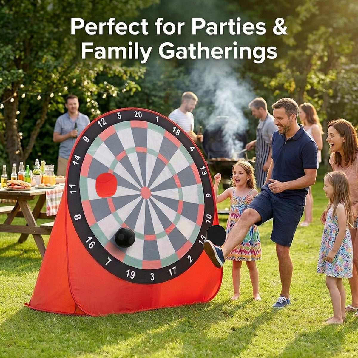 Foldable Portable Large Dart Board for Kids Outdoor Indoor Game Red