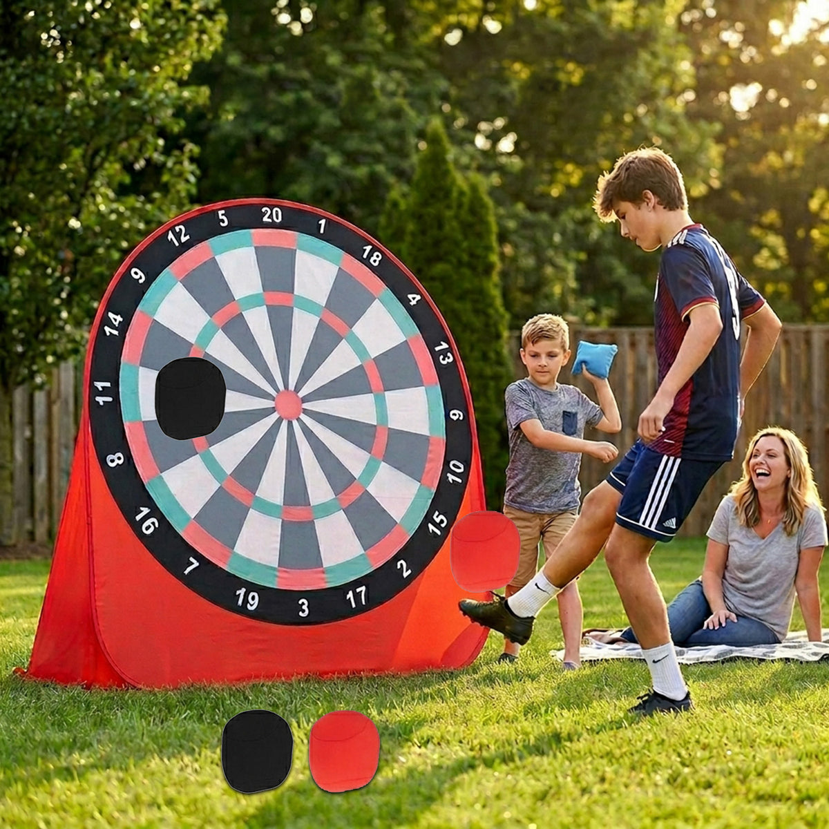 Foldable Portable Large Dart Board for Kids Outdoor Indoor Game Red
