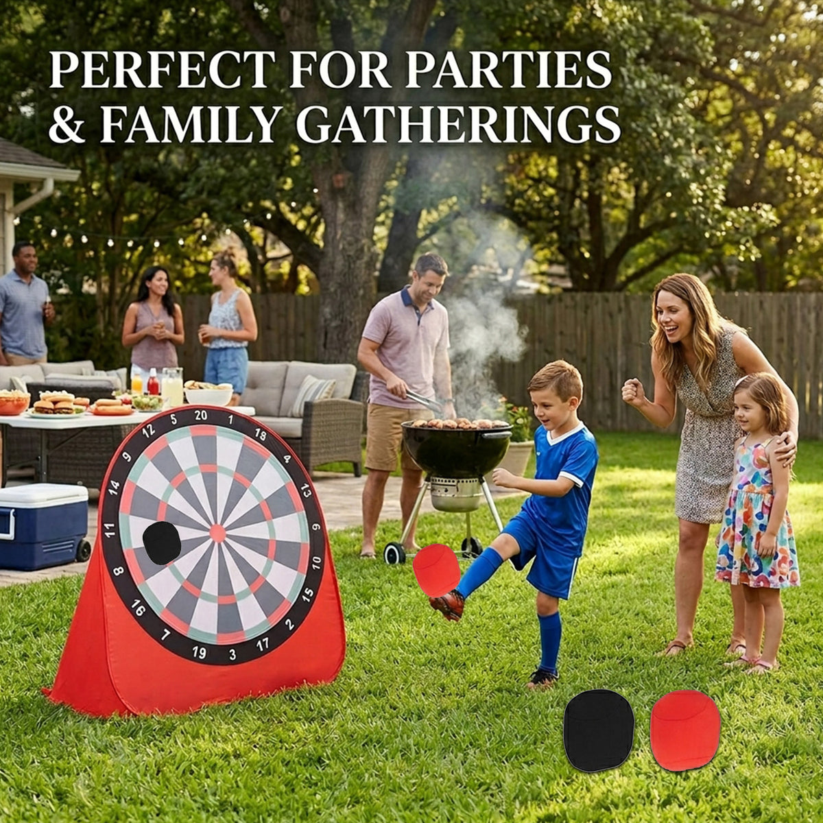 Foldable Portable Large Dart Board for Kids Outdoor Indoor Game Red