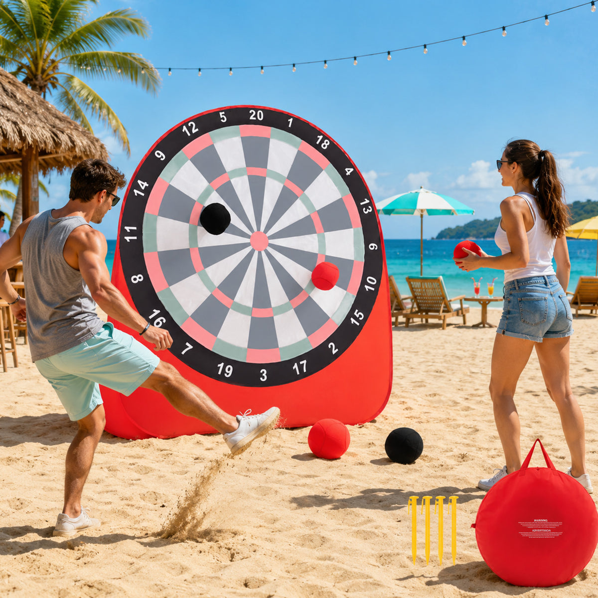 Foldable Portable Large Dart Board for Kids Outdoor Indoor Game Red