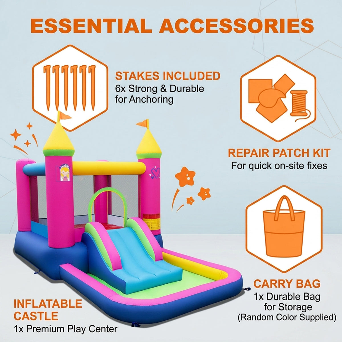 4 in 1 Inflatable Bounce House with Slide and Jumping Area Blower Not Included
