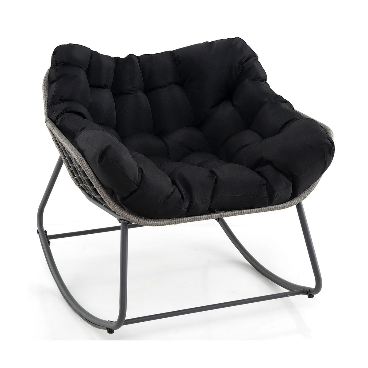 Oversized PE Wicker Rocking Egg Chair Outdoor Patio Rattan with Cushion