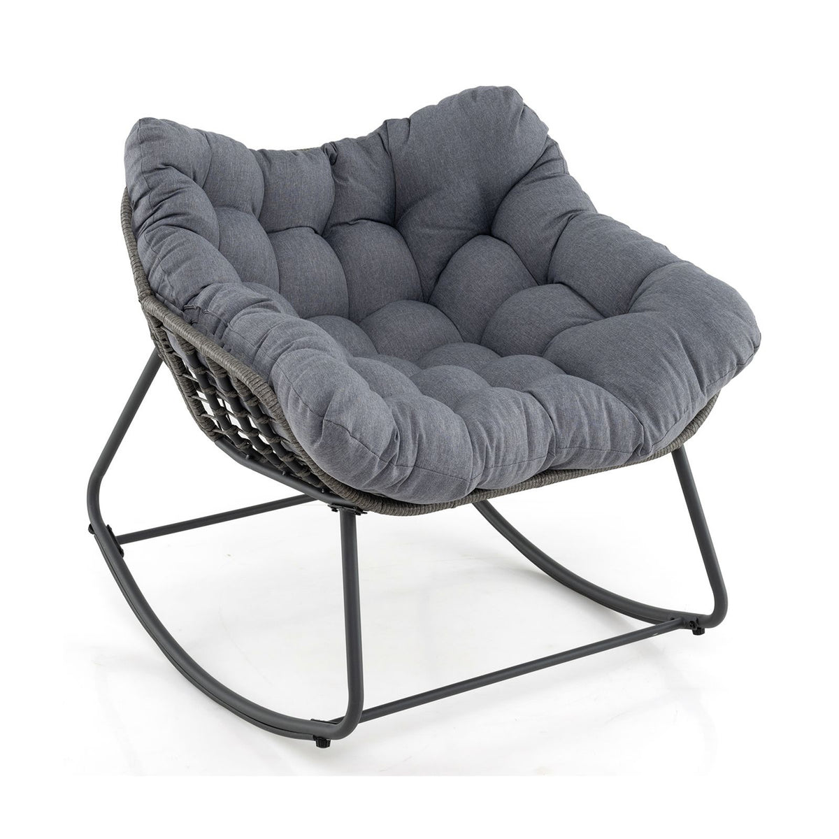 Oversized PE Wicker Rocking Egg Chair Outdoor Patio Rattan with Cushion