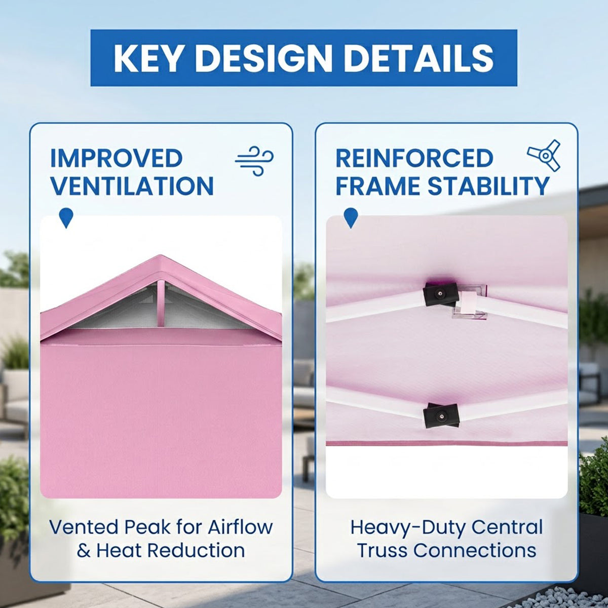 3x3M Pop Up Canopy Tent One Push Setup Outdoor Gazebo Adjustable Height Pink