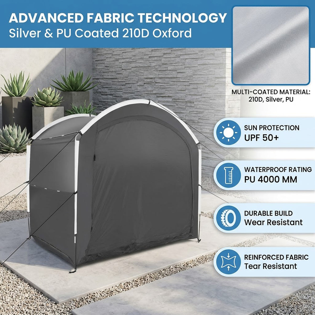 Bike Storage Shed Tent Waterproof 210D Oxford Fabric Outdoor Shelter 5 Bikes