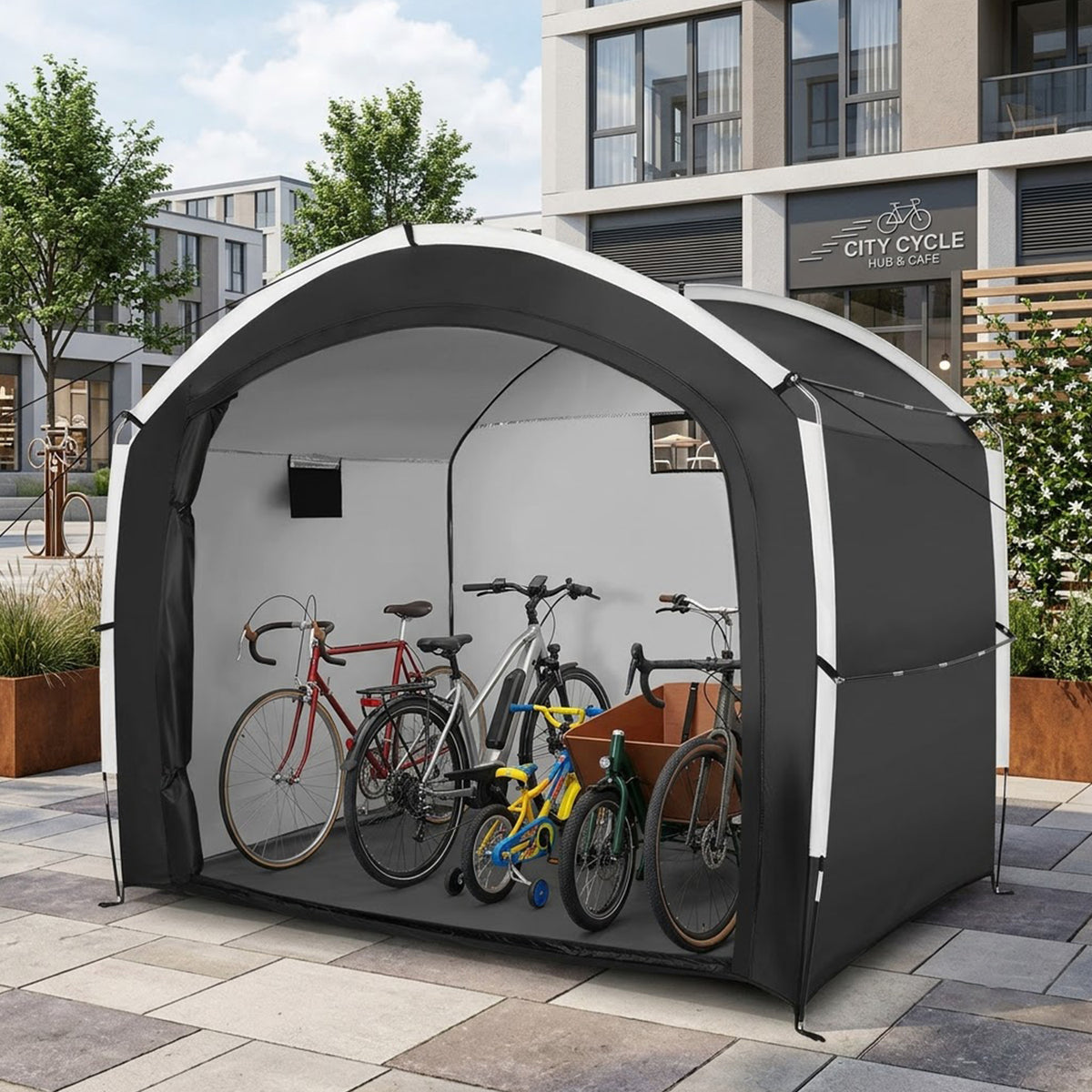 Bike Storage Shed Tent Waterproof 210D Oxford Fabric Outdoor Shelter 5 Bikes