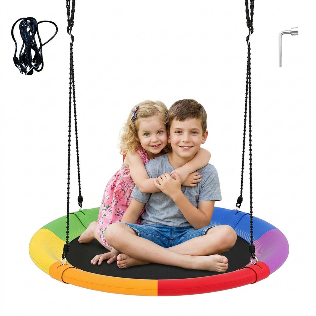 100cm Saucer Tree Swing 300kg for Kids and Adults Height Adjustable Backyard