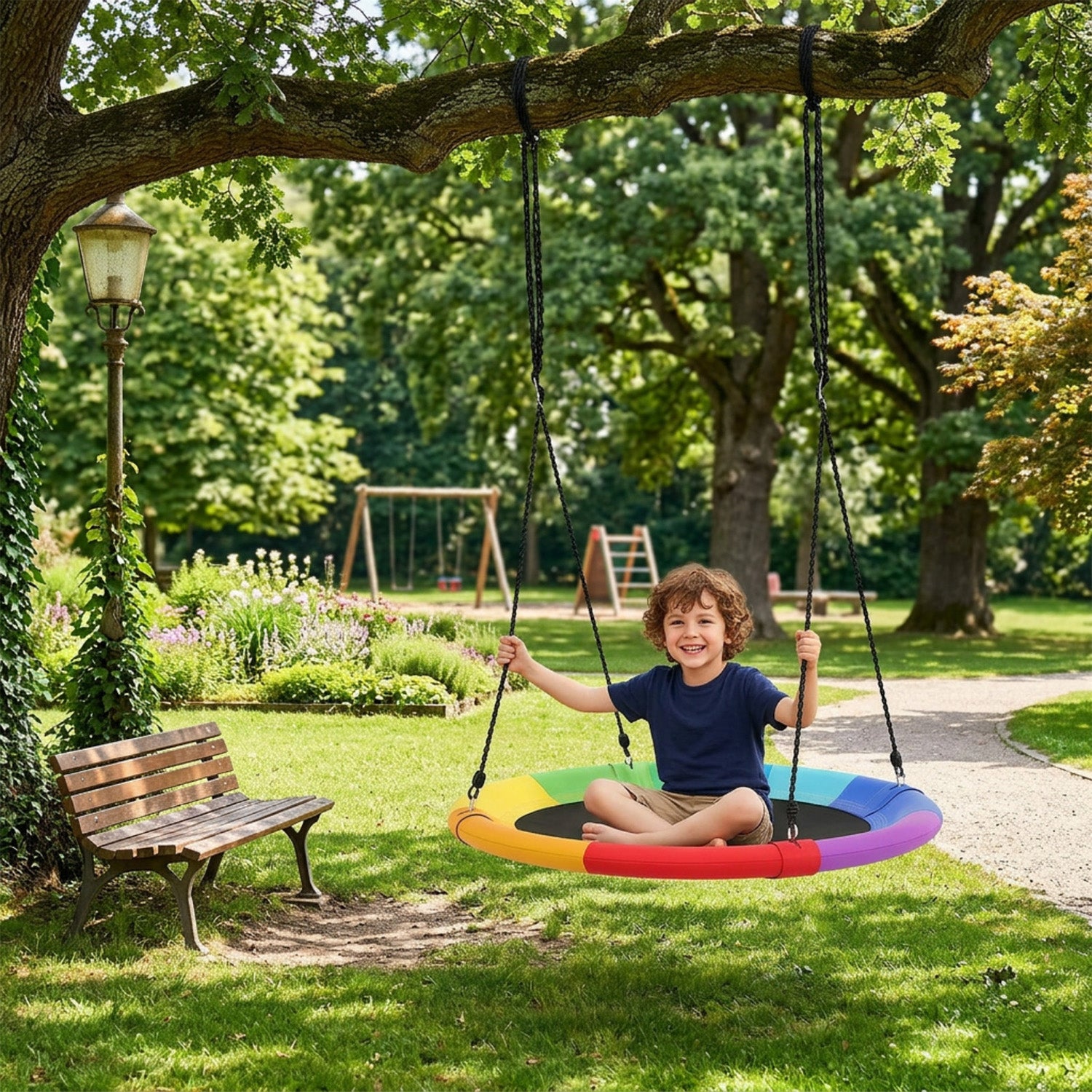 100cm Saucer Tree Swing 300kg for Kids and Adults Height Adjustable Backyard