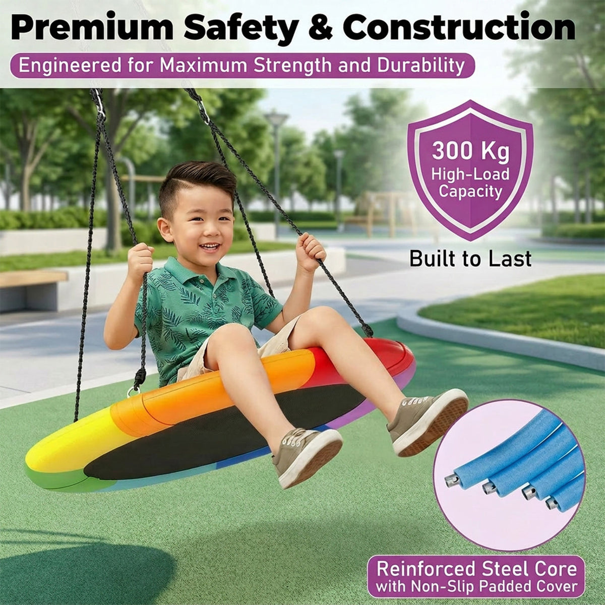 100cm Saucer Tree Swing 300kg for Kids and Adults Height Adjustable Backyard