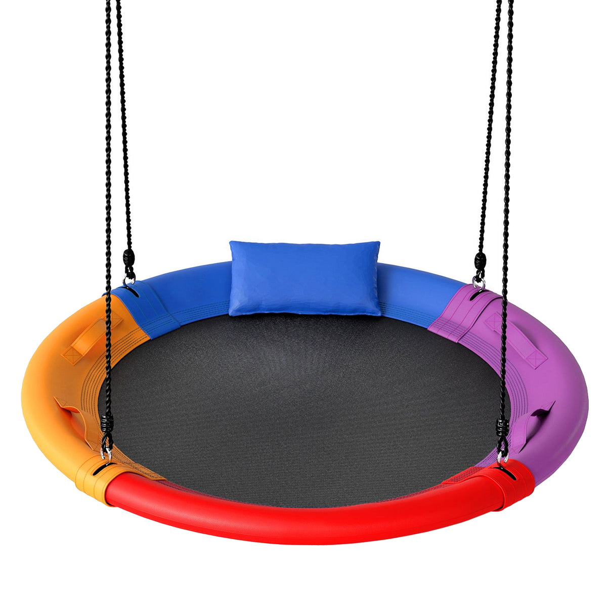 120cm Outdoor Saucer Swing with Headrest Adjustable Straps Kids Tree Swing