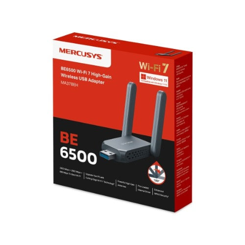 Mercusys BE6500 Wi-Fi 7 Bluetooth 5.4 PCIe Adapter Tri-Band 2882 Mbps 6 GHz 5 GHz 688 Mbps 2.4 GHz WPA3 Windows 11